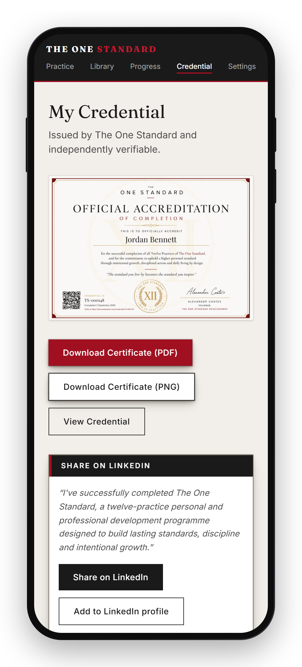 The official, verifiable certificate of completion.